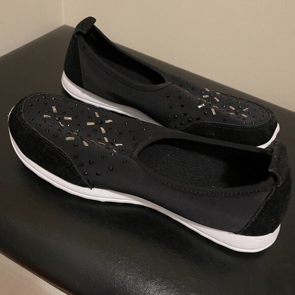NWOT George Black Rhinestone Slip-Ons - US 8 - Picture 4 of 6